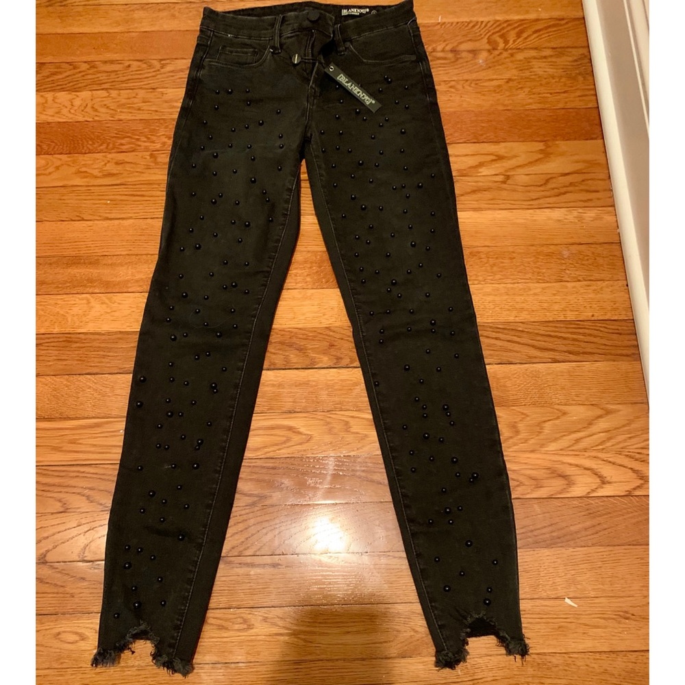 BlankNYC Black Pearl Frayed Skinny Jeans